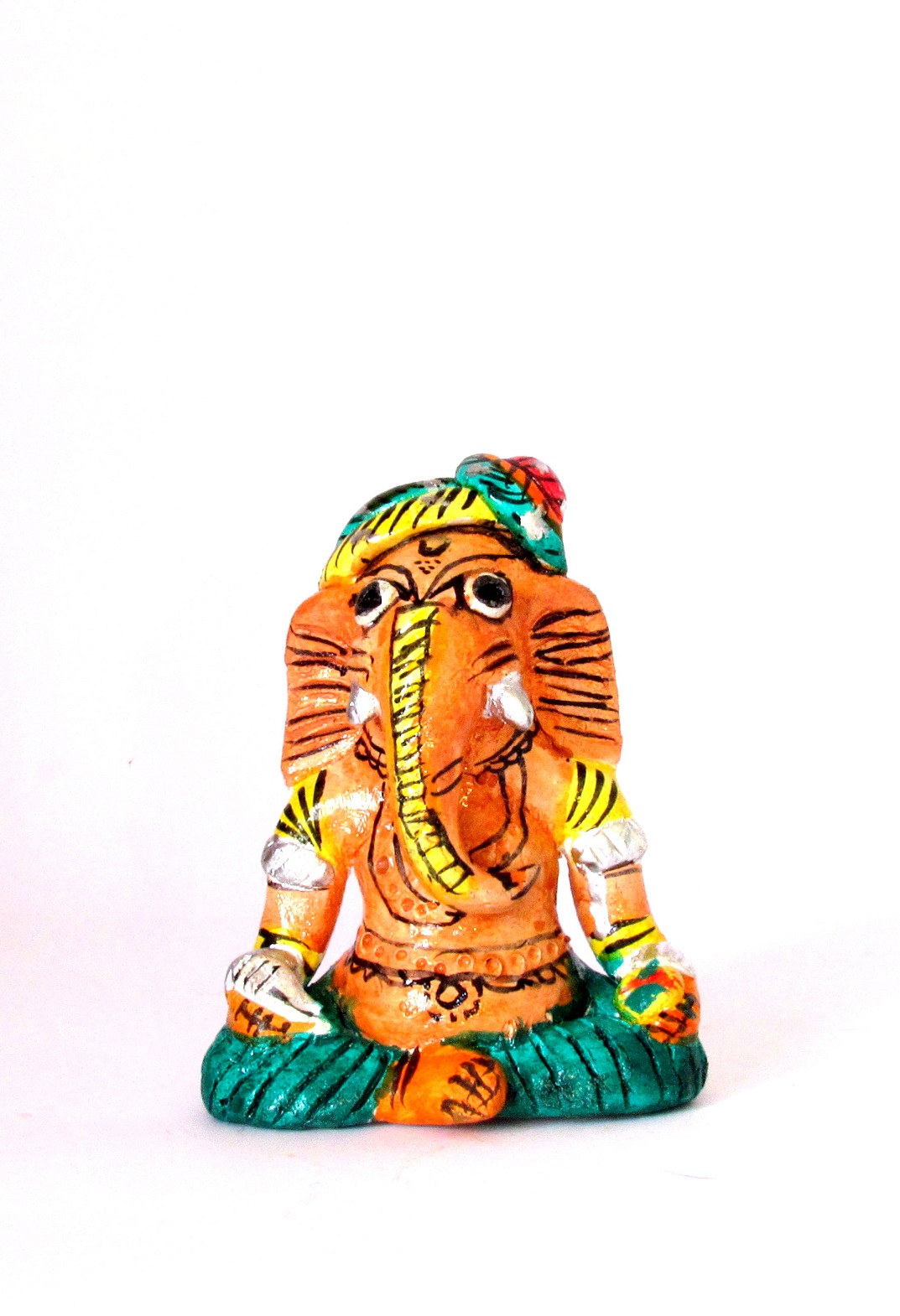 Handcarved & Handpainted Clay Ganapati 10